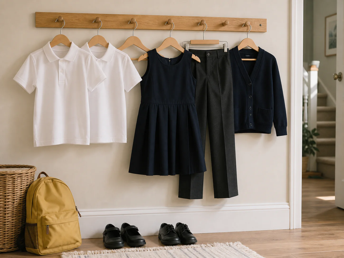 School uniform pressed and hung ready for the week ahead