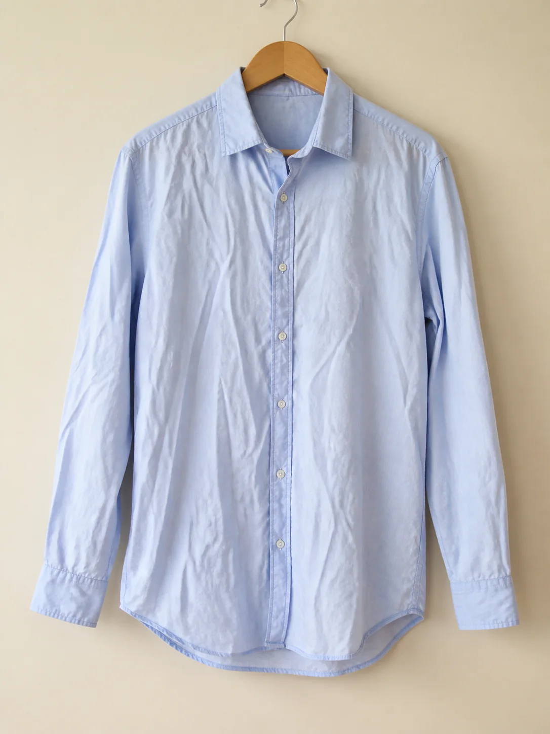 A creased cotton work shirt straight from the tumble dryer