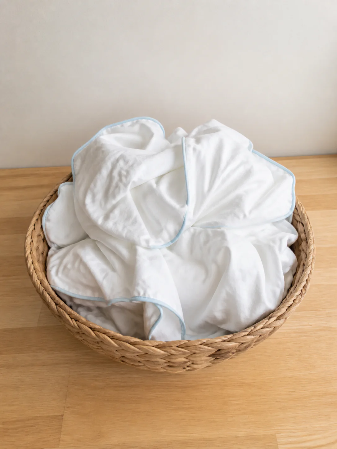 A crumpled double duvet cover before pressing
